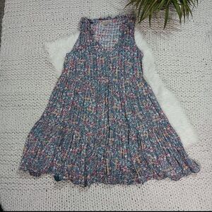 Wonderly Floral Tiered Blue Sundress with Pink Accents